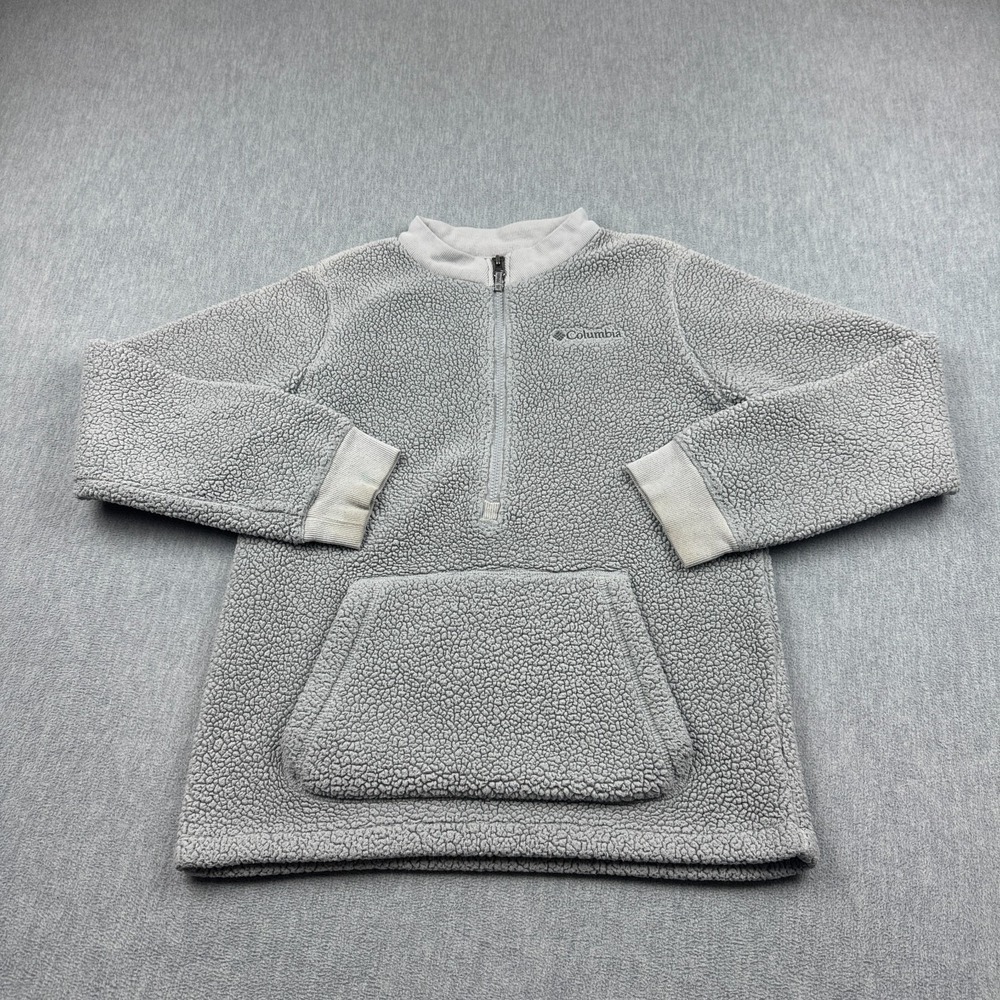 Columbia‎ Jacket Youth Large 14/16 Gray Rugged Ridge III Sherpa Half Zip Fleece